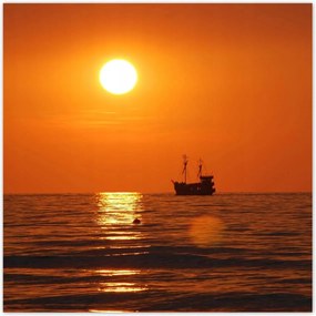 Poszterek 140x140 Naplemente hajóval