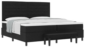 Boxspring ágy matraccal &amp; paddal Fekete 200x200 cm Szövet