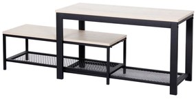 Suport pantofi cu 2 rafturi de culoare Stejar Sonoma cu blat din MDF.