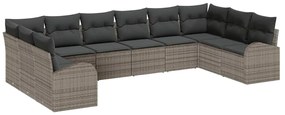 vidaXL Kanapé Szett párnával 10 pcs Szürke Polyrattan