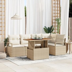 Kert étkező szett párnával 6 pcs Beige és krém 100 x 55 x 73 cm