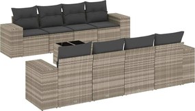 vidaXL 9 részes világosszürke polyrattan kerti ülőgarnitúra párnával