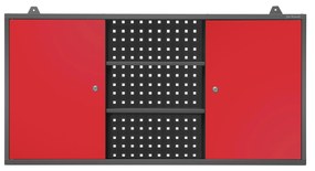 Függő garázsszekrény modell BEN, 1200 x 600 x 200 mm, antracit-piros