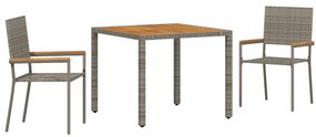 Kert étkező szett 3 pcs Szürke 90 x 90 x 75 cm polirattan