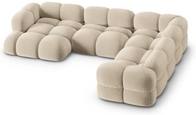 Bézs bársony sarokkanapé (jobb oldali-U alakú) Loretto – Cosmopolitan Design