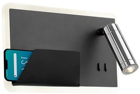 Klausen 141001 - BOARD LED fali lámpa 7,8W+3W, fekete/chrom