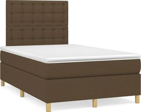 vidaXL sötétbarna szövet rugós ágy matraccal 120 x 200 cm