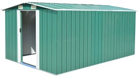 vidaXL zöld fém kerti fészer 257 x 392 x 181 cm