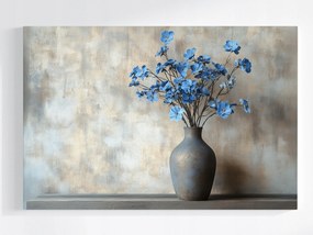 Poszter Dekoráció Váza Kerámia Kék Virágok 120x80