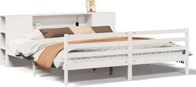 vidaXL fehér tömör fenyőfa könyvespolcos ágy matrac nélkül 200x200 cm