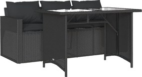 vidaXL 2 részes fekete polyrattan kerti étkezőgarnitúra párnával