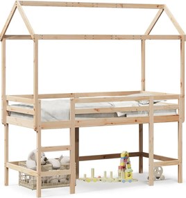 vidaXL tömör fenyőfa galériaágy létrával és tetővel 80 x 200 cm