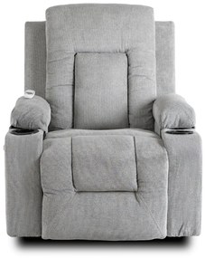 Elektromosan Vezérelhető Masszázsfunkciós Relaxfotel Szürke Szövet Kárpittal. BOX 2