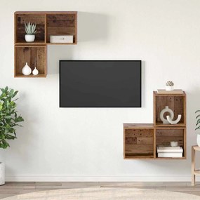 TV szekrény garnitúra 4 pcs Régi fa 37 x 37 x 72 cm Faanyag