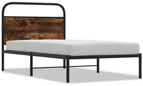 ágykeret matrac nélkül 100x200 cm füstölt tölgy fűrészelt fa