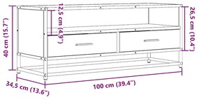 sonoma tölgy színű szerelt fa és fém TV-szekrény 100x34,5x40 cm