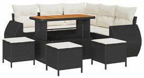 vidaXL Kerti Kanapé Szett 9 pcs Fekete polirattan