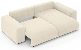 Krémszínű kordbársony kinyitható tárolóhelyes sarokkanapé (variálható sarok) Luma – Ropez