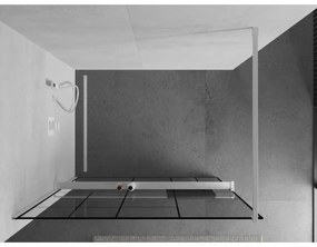 Mexen Kioto+, Walk-In zuhanyparaván polccal és akasztóval 120 x 200 cm, 8 mm átlátszó üveg fekete mintás, fehér profil, 800-120-121-20-78