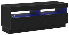 Tévé Szekrény LED Fényekkel Fekete Tölgy 100x35x40 cm Műanyag Fa