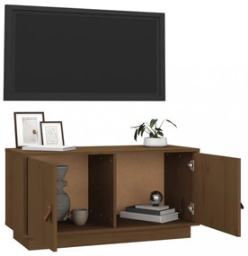 mézbarna tömör fenyőfa TV-szekrény 80x34x40 cm
