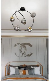 Csillár rúdon STARDOM 5xE14/10W/230V fekete/szürke