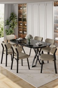 Axton étkezőgarnitúra, fekete márvány-cappuccino, 168 cm – TR240CHR2722