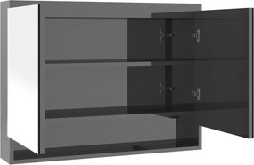 vidaXL fényes szürke MDF tükrös fürdőszobaszekrény 80 x 15 x 60 cm