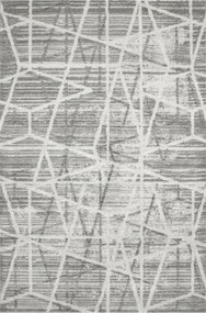 120x170 cm Loris Szőnyeg Ezüstös Szürke Csíkos Rombusz Krémszínű Nappali