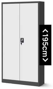 Fém iratszekrény JAN H, 900 x 1950 x 400 mm, antracit-fehér