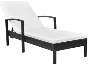 Fekete polyrattan napozóágy párnával