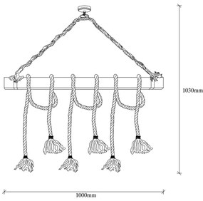 EREBOS zsinóron függő csillár, 6xE27/40W/230V, barna