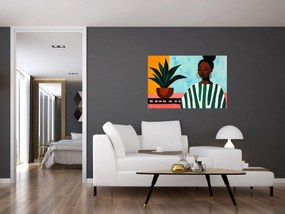 Kép - Nő virággal (90x60 cm)