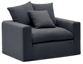 Antracitszürke len fotel Nora – Kave Home