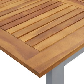 Kültéri Étkezőasztal Szürke 160x80x75 cm Acél és Szilárd Akácfa