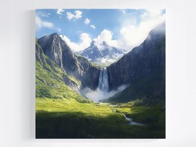 Vászonkép Canvas Tájkép Hegyek Csúcsok Panoráma Vízesés Folyó 40x40