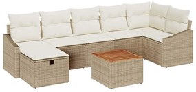 vidaXL Kerti Kanapé Szett párnával tárolóval 8 pcs Bézs Poli rattan