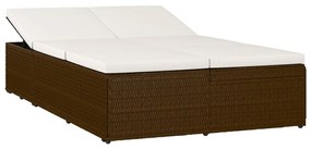 Barna polyrattan átalakítható napozóágy párnával