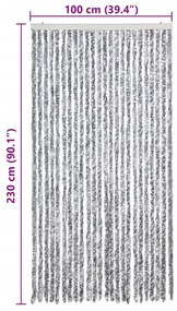 fehér és szürke zsenília rovarfüggöny 100 x 230 cm