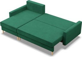 Etna sarokkanapé, 2 ágyneműtartóval, bársony, univerzális oldal, bonell töltet, zöld