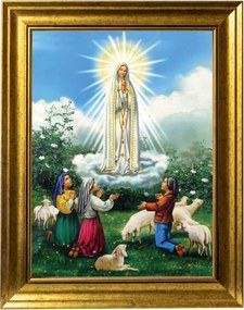 Fatimai Szűzanya Szakrális Kép Arany Díszített Keretben 30X40