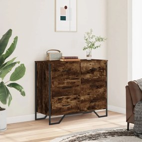 füstös tölgy színű szerelt fa komód 91 x 35,5 x 74,5 cm