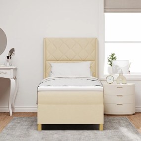 Boxspring Ágy Matraccal Krém színben - 90x200 cm Textil