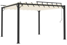 krémszínű szövet és alumínium pavilon lamellás tetővel 3 x 3 m