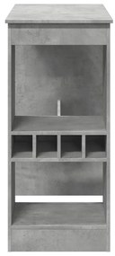 betonszürke szerelt fa bárasztal tárolókkal 90x47,5x103,5 cm