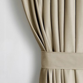 Bézs Bársony Függöny Átvezetőkkel, Sálgallérral 140X240 CM Restilo