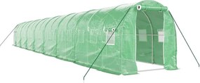 vidaXL zöld acélvázas melegház 32 m² 16 x 2 x 2 m