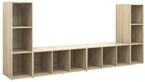 4 db sonoma tölgy színű szerelt fa TV-szekrény 107 x 35 x 37 cm