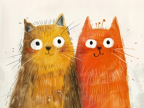 Vászonkép Canvas Gyerekek Grafika Rajz Két Vörös Macska 100x75