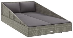 Szürke polyrattan kerti ágy 110x200 cm